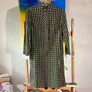 NWT Vintage 1950’s Windowpane Lace Scooter Dress Long Sleeves Midi Size 10